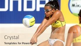  Presentation with volley - Beautiful PPT theme featuring barcelona-sept-10-spanish-beach backdrop and a lemonade colored foreground