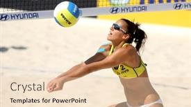  Presentation with volley - Amazing slides having barcelona-sept-10-spanish-beach backdrop and a lemonade colored foreground