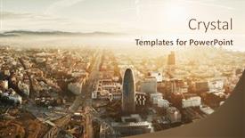  Presentation with aerial - Cool new PPT theme with barcelona-skyline-aerial-view backdrop and a cream colored foreground