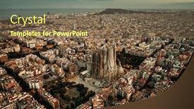  Presentation with aerial - PPT theme consisting of barcelona-skyline-aerial-view background and a tawny brown colored foreground