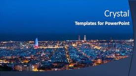  Presentation with skyline - Amazing PPT layouts having barcelona-skyline-after-sunset-spain backdrop and a dark gray colored foreground