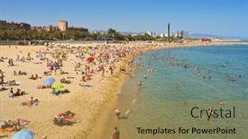  Presentation with redevelopment - Cool new theme with barcelona-spain-august-16-bathers backdrop and a yellow colored foreground