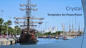  Presentation with constitution - Presentation theme having barcelona-spain-august-16-galleon background and a light blue colored foreground