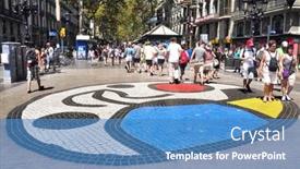  Presentation with mosaic - Theme with barcelona-spain-august-16-joan background and a teal colored foreground