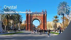  Presentation with access - Colorful slide set enhanced with barcelona-spain-december-18-arc backdrop and a teal colored foreground
