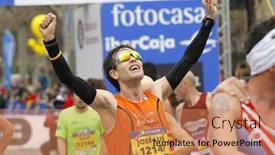  Presentation with runner - Presentation design consisting of barcelona-spain-feb-12-unknown background and a coral colored foreground