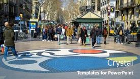  Presentation with stepping - Colorful theme enhanced with barcelona-spain-february-23-2018 backdrop and a teal colored foreground