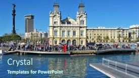  Presentation with christopher columbus - Colorful slide deck enhanced with barcelona-spain-january-26-port backdrop and a ocean colored foreground