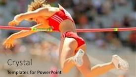  Presentation with athletics pole vault - Amazing PPT theme having barcelona-spain-july-28-anna backdrop and a coral colored foreground