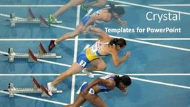  Presentation with athletics - Slides featuring barcelona-spain-july-29-competitors background and a teal colored foreground