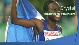  Presentation with athletics - Amazing PPT theme having barcelona-spain-july-29-myriam backdrop and a tawny brown colored foreground