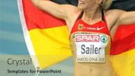  Presentation with athletics - Audience pleasing slide deck consisting of barcelona-spain-july-29-verena backdrop and a yellow colored foreground