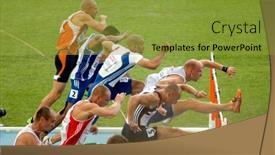  Presentation with athletics - Amazing PPT layouts having barcelona-spain-july-30-competitors backdrop and a gold colored foreground