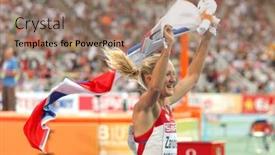  Presentation with athletics - Amazing slide deck having barcelona-spain-july-30-yuliya backdrop and a coral colored foreground