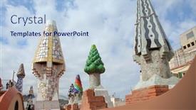  Presentation with ceramic tiles - Slide set with barcelona-spain-may-12 background and a sky blue colored foreground