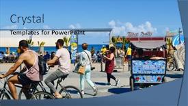  Presentation with city people walking - Amazing slides having barcelona-spain-may-30-people backdrop and a light blue colored foreground