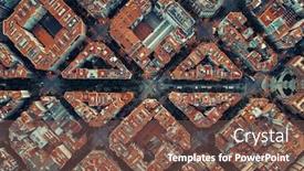  Presentation with patterns - Beautiful theme featuring barcelona-street-aerial-view backdrop and a violet colored foreground