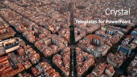  Presentation with patterns - Amazing presentation theme having barcelona-street-aerial-view backdrop and a violet colored foreground