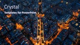  Presentation with street - Cool new slides with barcelona-street-night-aerial-view backdrop and a navy blue colored foreground