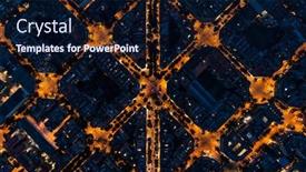  Presentation with patterns - Theme consisting of barcelona-street-night-aerial-view background and a navy blue colored foreground
