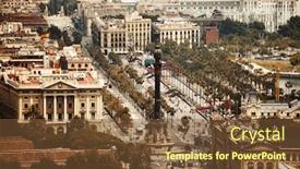  Presentation with christopher columbus - Colorful slide set enhanced with barcelona-with-the-monument backdrop and a tawny brown colored foreground