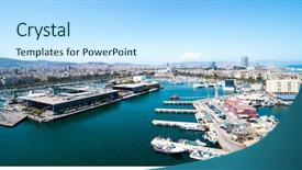  Presentation with bird eye view - Beautiful slide deck featuring barceloneta beach in barcelona bird' backdrop and a sky blue colored foreground