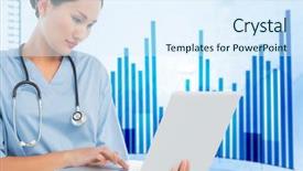  Presentation with hospital - Slide deck consisting of barchart - concentrated surgeon using a laptop background and a sky blue colored foreground