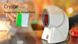  Presentation with payment - Theme consisting of scaner - market shopping payment background and a yellow colored foreground