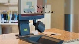  Presentation with inca machu picchu peru view - Slide set consisting of self focused - view of scanning machine background and a coral colored foreground