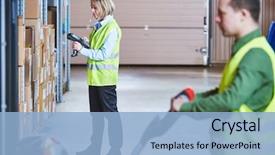  Presentation with barcode - Slides with barcode scanner and stack background and a light blue colored foreground