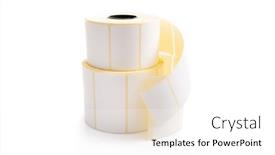  Presentation with barcode - PPT theme enhanced with barcode-sticker-rolls-with-empty background and a white colored foreground