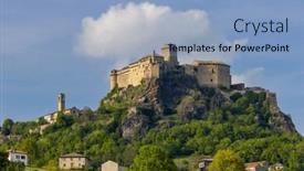  Presentation with castle purple - Slide set enhanced with bardi-castle-castello-di-bardi background and a light blue colored foreground