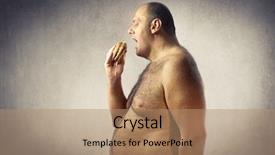  Presentation with adiposity mitochondria biology fat - Slide deck having bare-chested fat man eating background and a  colored foreground