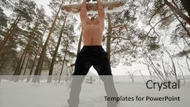  Presentation with heavy load - Audience pleasing theme consisting of bare-chested guy works backdrop and a light gray colored foreground