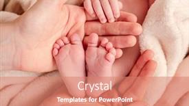  Presentation with newborn - PPT layouts consisting of bare-feet-of-newborn-surrounded background and a coral colored foreground