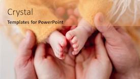  Presentation with newborn - PPT layouts enhanced with bare-feet-of-newborn background and a coral colored foreground
