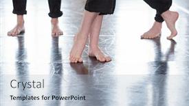  Presentation with feet - Colorful slides enhanced with bare-feet-of-three-unrecognizable backdrop and a light blue colored foreground