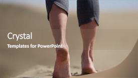  Presentation with foot muscles - Cool new PPT theme with foot muscles - bare feet of young woman backdrop and a coral colored foreground