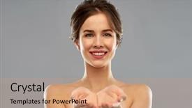  Presentation with nail salon beauty nails concept - Beautiful PPT theme featuring bare shoulders holding something imaginary backdrop and a coral colored foreground