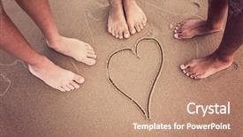 Presentation with diverse children - Presentation design consisting of barefoot - racially diverse children's feet background and a coral colored foreground