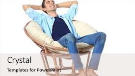  Presentation with man relaxing on massage table - PPT theme enhanced with barefoot - young man relaxing in cozy background and a lemonade colored foreground