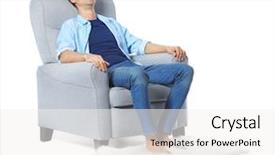  Presentation with man relaxing on massage table - Theme consisting of barefoot - young man relaxing in cozy background and a white colored foreground
