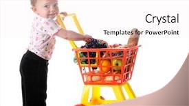  Presentation with baby toy - Beautiful theme featuring barefoot baby girl shopping backdrop and a white colored foreground