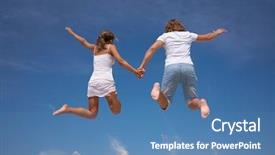  Presentation with bright blue colour for - Slides featuring barefoot beach - photo of happy couple background and a teal colored foreground