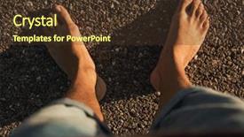  Presentation with road to excellenace - Slide set featuring barefoot feeling the hot road background and a tawny brown colored foreground