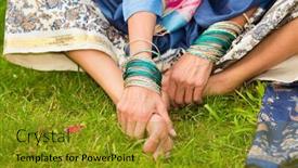  Presentation with indian woman - Slide deck consisting of barefoot feet of indian woman background and a gold colored foreground