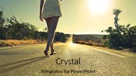  Presentation with walking - Presentation theme enhanced with barefoot on a long deserted background and a yellow colored foreground