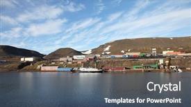  Presentation with minning - Colorful PPT layouts enhanced with barentsburg a russian coal minning backdrop and a dark gray colored foreground