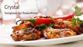  Presentation with grilled chicken - Colorful PPT theme enhanced with barfood - grilled chicken backdrop and a lemonade colored foreground