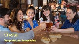  Presentation with restaurant toasting - Cool new slides with barfood - happy friends toasting beer glasses backdrop and a  colored foreground